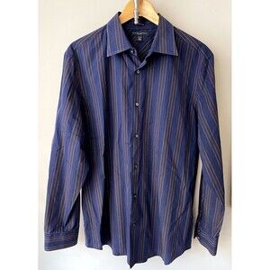 Banana Republic Men's L Slim Fit 16- 16 1/2 Long Sleeve Striped Button Up Shirt